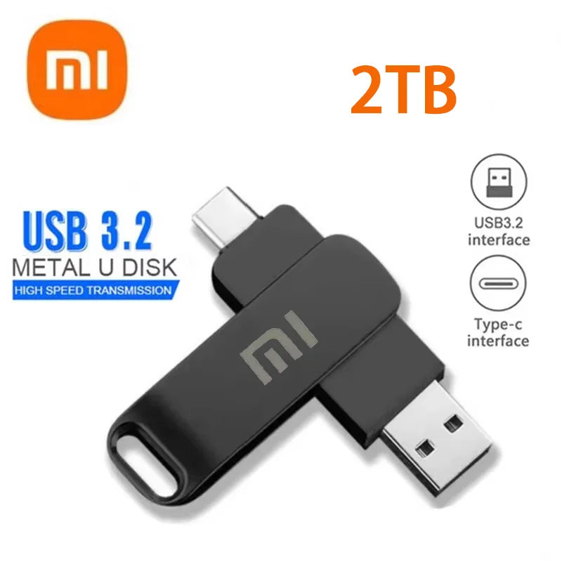Xiaomi Flash Drives 2 To Usb 3.2 métal haute vitesse 1 To 512 Go bâton étanche SSD stockage PC téléphone transfert de données Portable