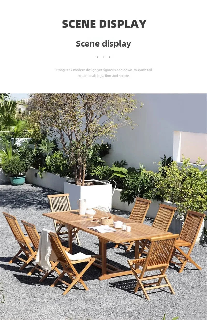 Meubles de Patio en plein air en teck nordique, ensemble d'extérieur, meubles de jardin de Villa, Table et chaises pliantes de loisirs, mobilier d'extérieur
