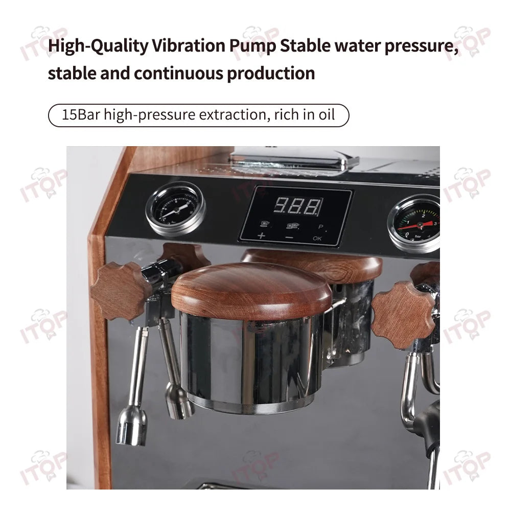 ITOP – Machine à Expresso Professionnelle à Pompe Vibrante, Double Chaudière 2800 W
