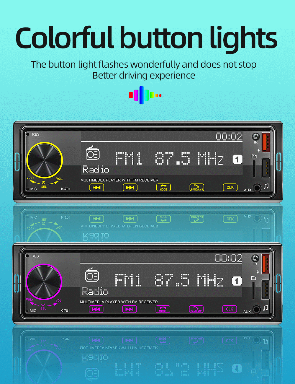 Autoradio BQCC 1DIN MP3 avec Radio DAB – Écran Tactile 2,5", Audio Puissant et Multi-Formats