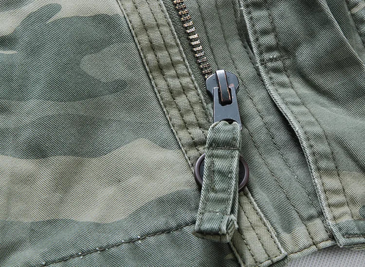 Veste militaire homme en denim – Col roulé, poches pratiques, printemps/automne