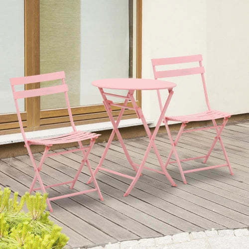 Ensemble de jardin pour 2 personnes Ensemble de meubles de balcon avec table de bistro pliante et 2 chaises en rose pour jardin et cour