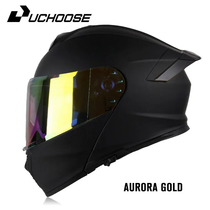 Uchoose-d'expériences intégraux approuvés DOT pour hommes et femmes, équipement de protection contre les collisions, casque rabattable pour moto, double pare-soleil