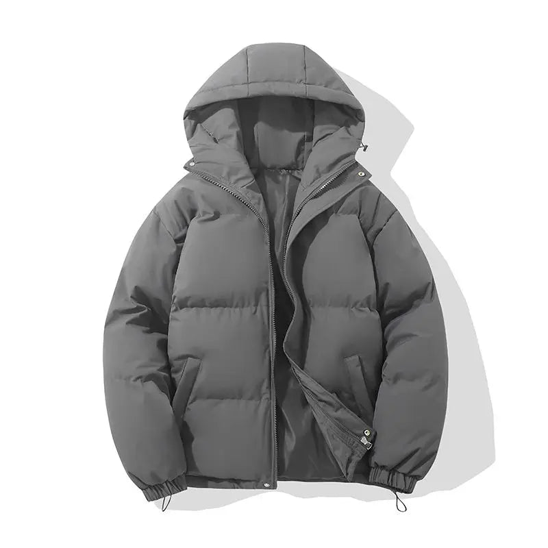🧥 Doudoune Homme Hiver – Couleur Unie à Capuche (Édition Américaine)