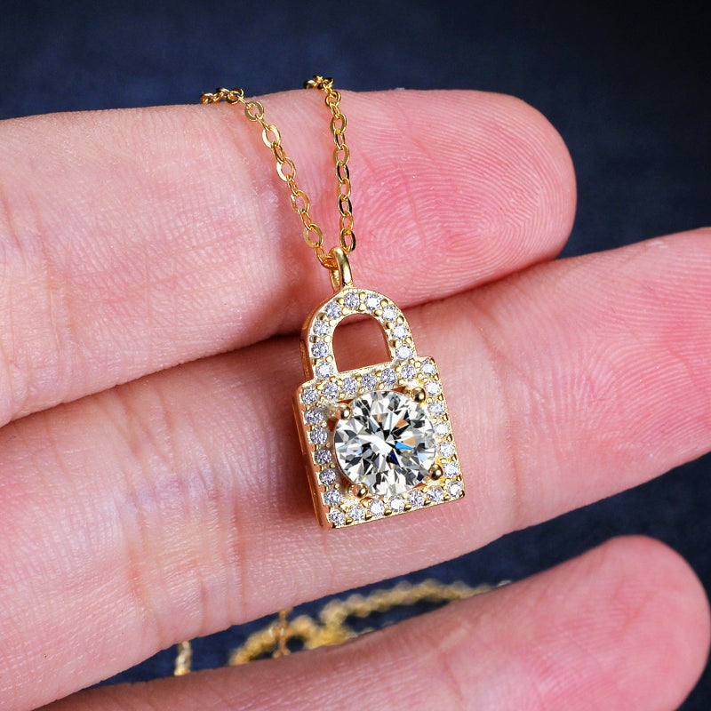 Collier couleur or Moissanite pour femme, argent regardé 925, bijoux fins, 1 carat