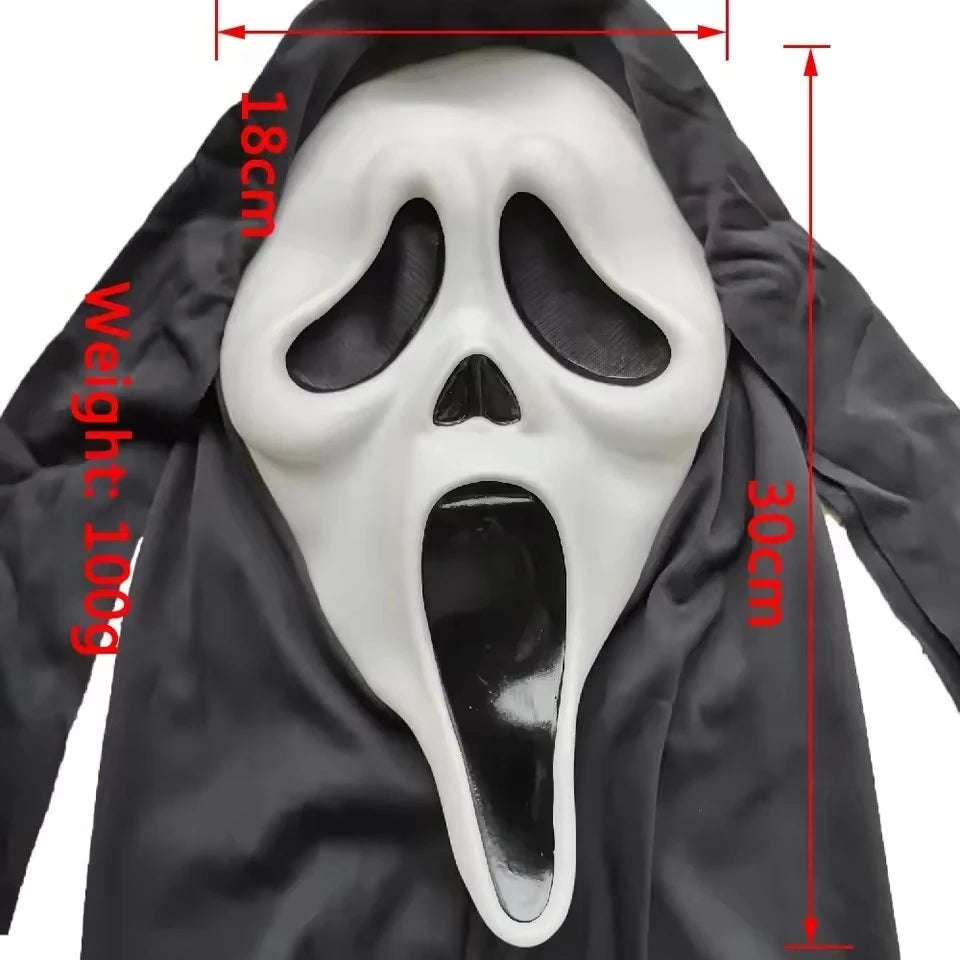 Masque facial fantôme de cri, masque d'aMasque Fantôme de Crier – Masque d’Horreur en Latex pour Halloween et Cosplayhorreur de film officiel pour Halloween, Cosplay et Costumes effrayants pour adultes, accessoire de masque tueur