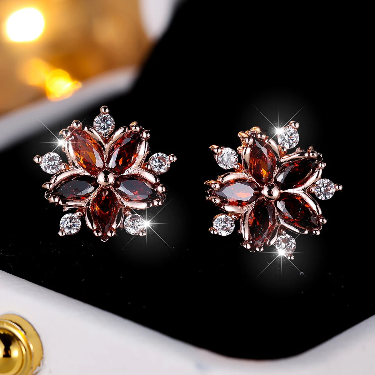 Boucles d'oreilles à tige flocon de neige en pierre pour femme, blanc, violet, mignon, vintage, document en or, bijoux de mariage