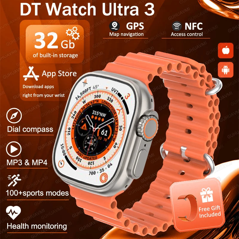 Montre Connectée GUHUAVMI Apple Watch Ultra 2 – AMOLED, Suivi Santé, Multi-Sports, IP67