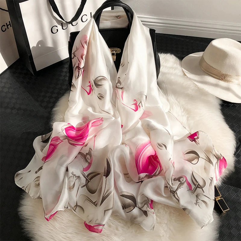 🧣 Foulard en Soie RUNMEIFA – Élégance d’Été & Style Luxe