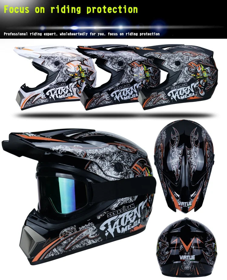 Envoyer 3 pièces cadeau casque de moto enfants casque tout-terrain vélo descente AM DH casque de cross capacete motocross casco
