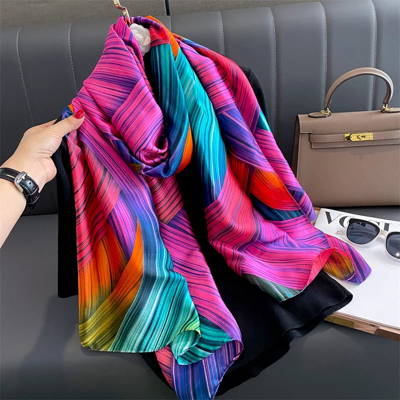 🧣 Foulard en Soie RUNMEIFA – Élégance d’Été & Style Luxe