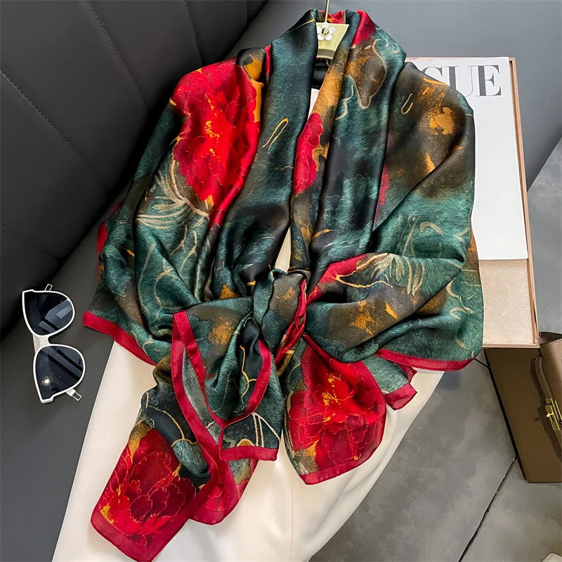 🧣 Foulard en Soie RUNMEIFA – Élégance d’Été & Style Luxe