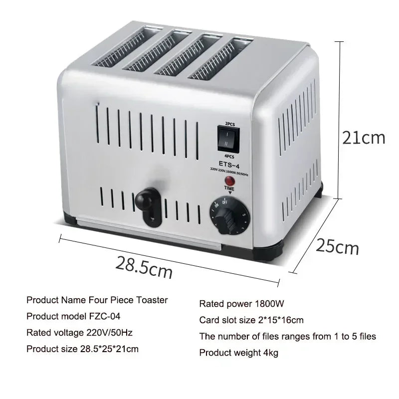 Grille-Pain Électrique 4 Tranches – Puissant & Compact