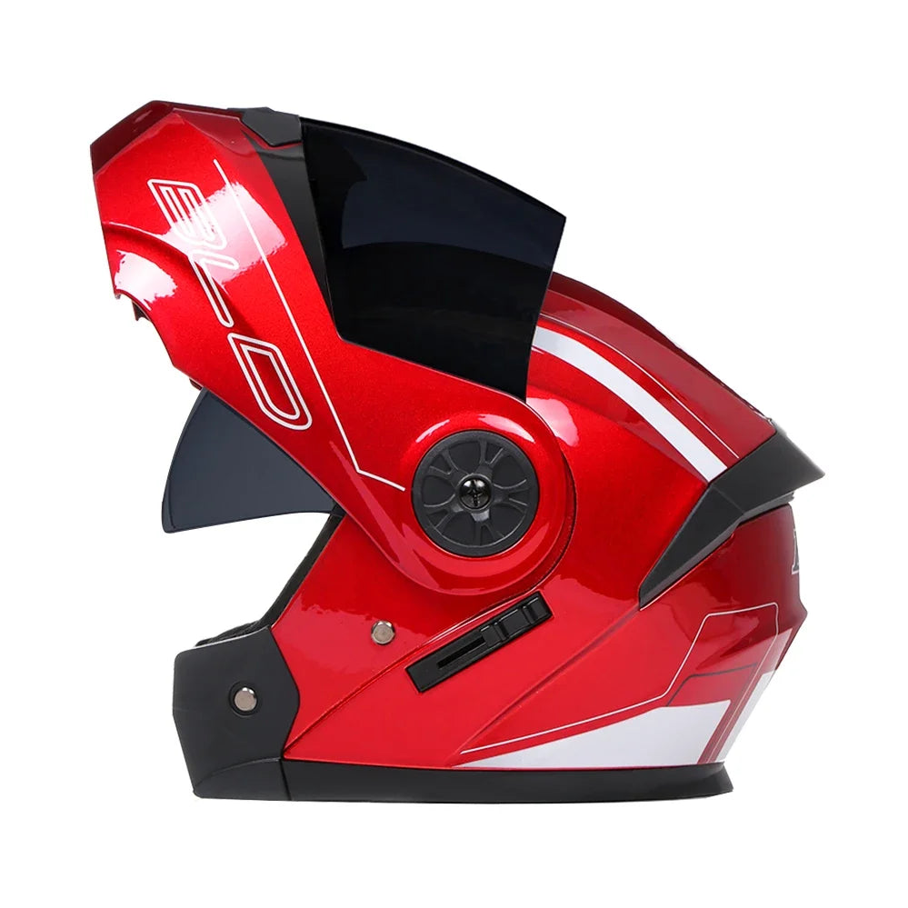 2020 nouveauté hommes moto course professionnelle casque rabattable matériau ABS casques modulaires à double lentille Certification DOT