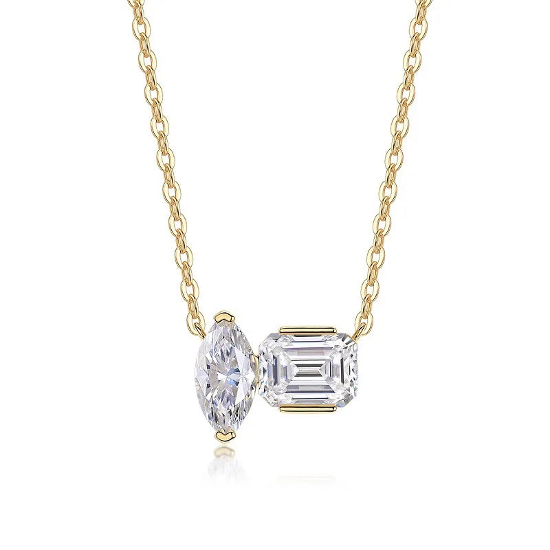 Pendentif Femme Rectangle Or Jaune avec Moissanite – Style Trendy