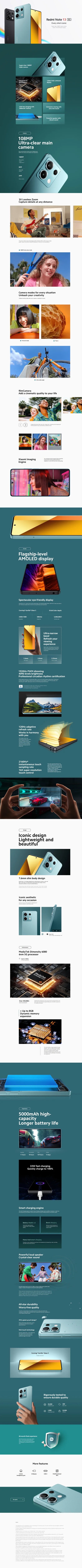 Xiaomi Redmi Note 13 5G – Version Mondiale, Écran 6,67" AMOLED 120Hz, Triple Caméra 108MP, Batterie 5000mAh