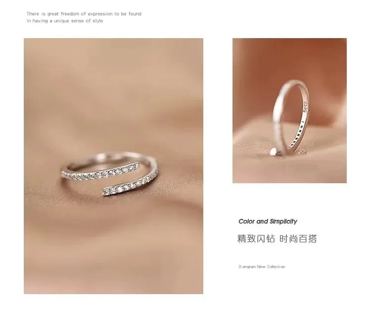 Bague en argent Sterling 925 et zircon pour femmes, bijoux, anneau ouvert réglable pour fête, cadeau d'anniversaire