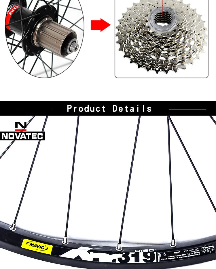 Novatec 26/27.5/29inch Mountain bike wheelset D041/D442 15X100/110 12X142/148 7-11 speed 32H Disc brake Thru MTB Bicycle wheel