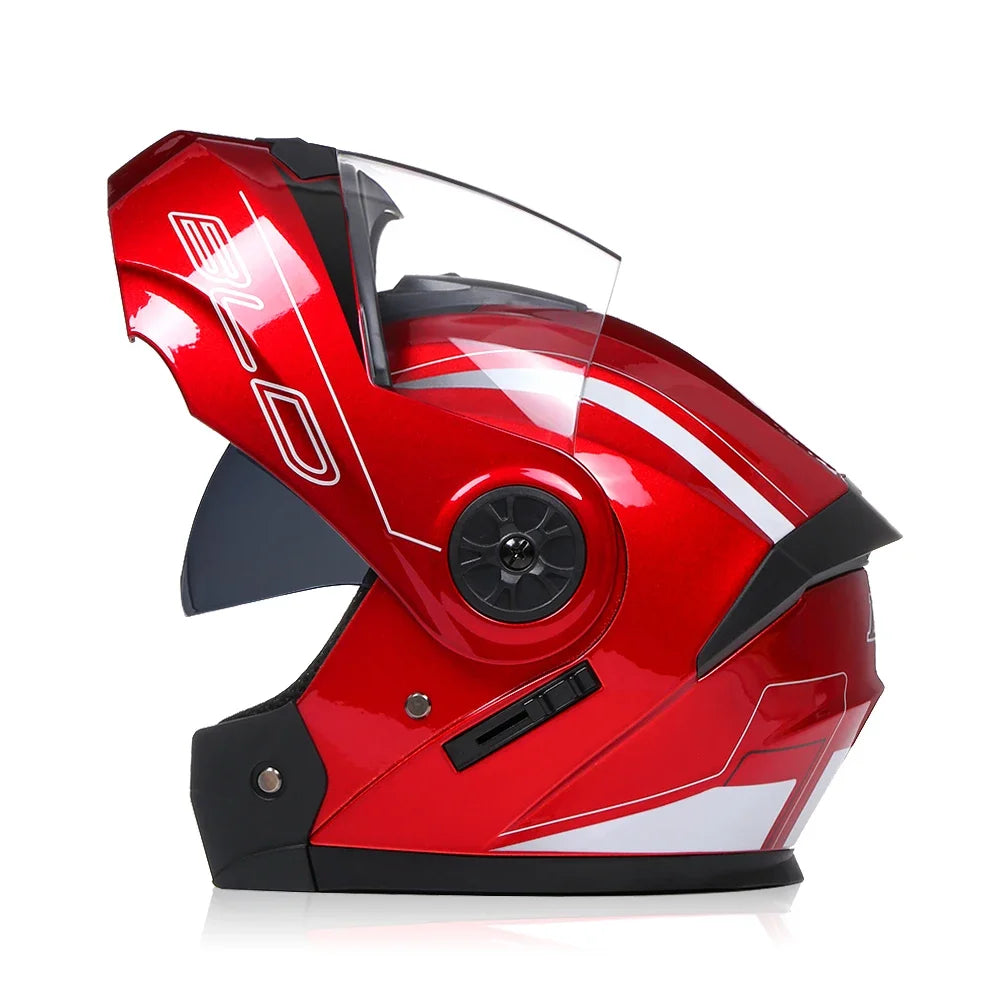 2020 nouveauté hommes moto course professionnelle casque rabattable matériau ABS casques modulaires à double lentille Certification DOT