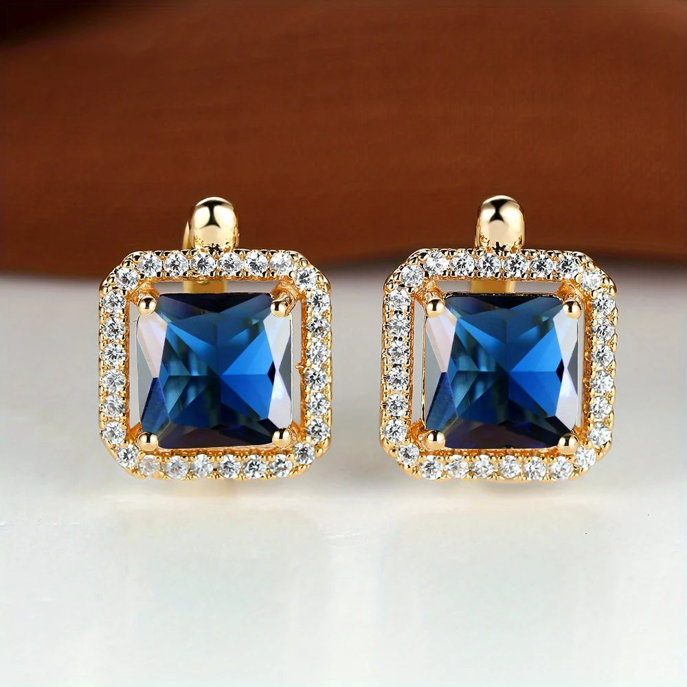 Boucles d'oreilles carrées en pierre verte et Zircon pour femmes, jolies boucles d'oreilles en pierre de naissance en cristal, style Boho, couleur or, petites boucles d'oreilles pour femmes, bijoux