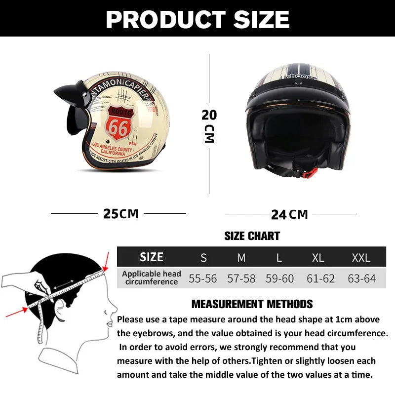 Casque de Moto Rétro Certifié DOT pour Homme, Protection à Visage Ouvert à 73 °, Accessoires pour Harley
