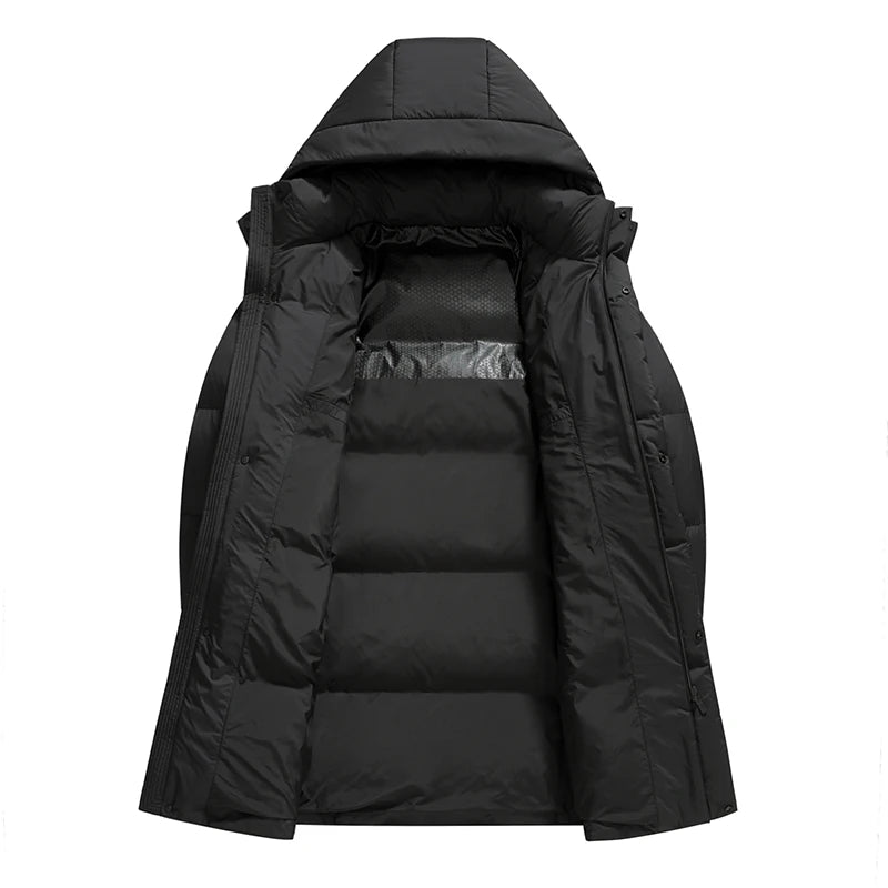 🧥 Doudoune Longue Homme Hiver – Parka Chaude en Duvet de Canard Blanc