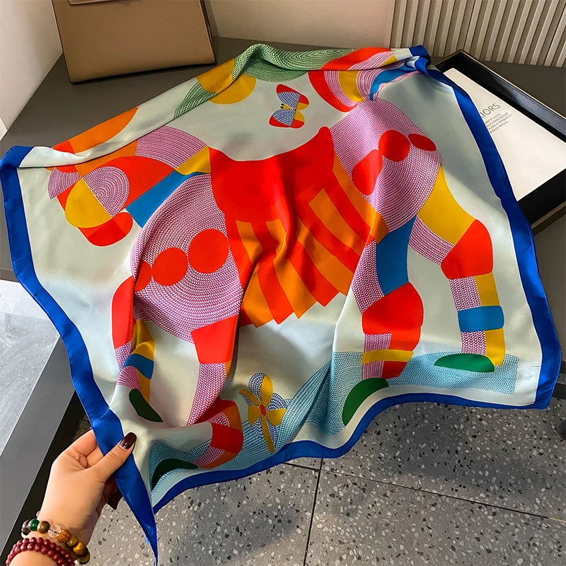 🧣 Foulard en Soie RUNMEIFA – Élégance d’Été & Style Luxe