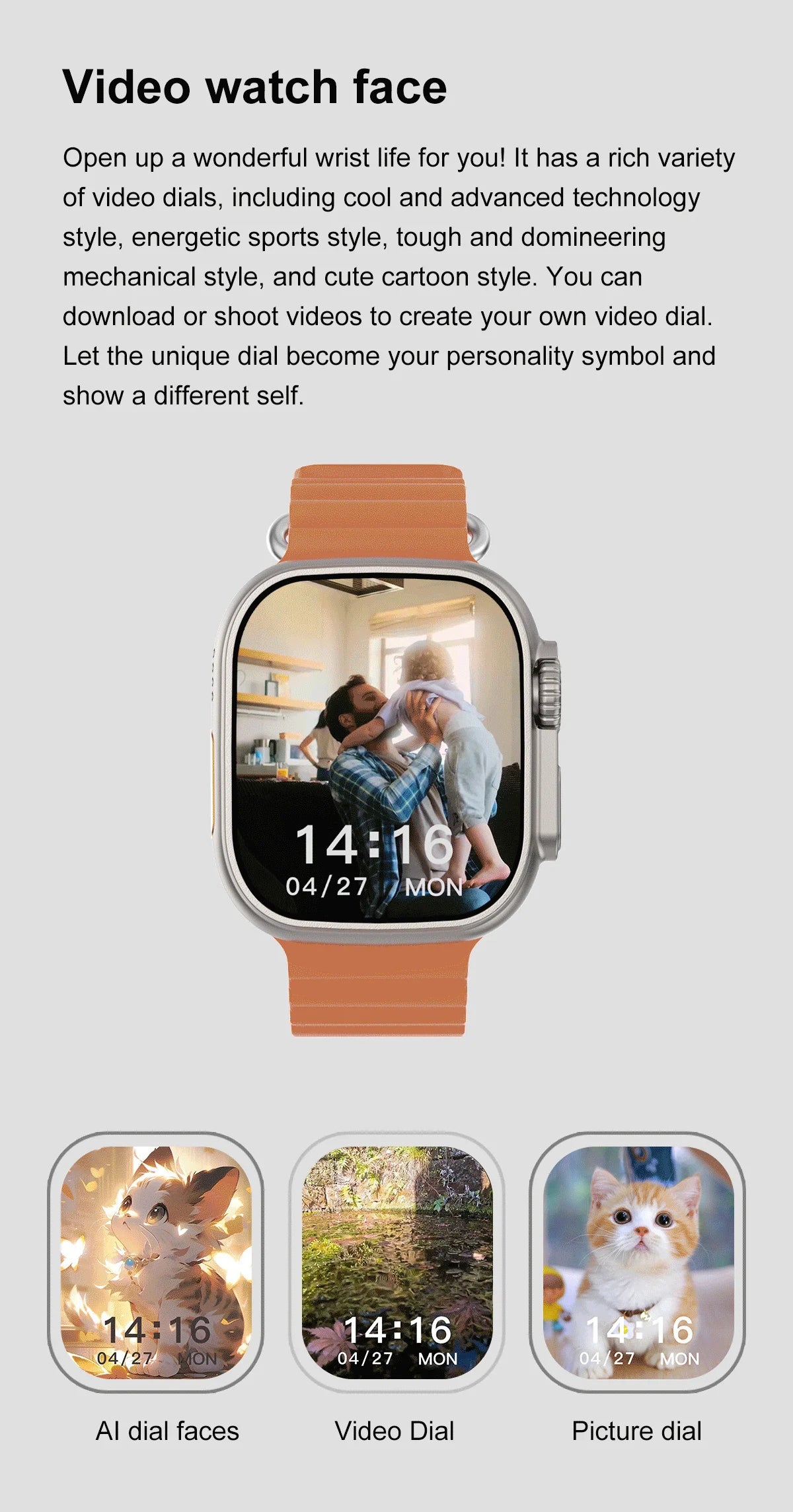 Montre Connectée GUHUAVMI Apple Watch Ultra 2 – AMOLED, Suivi Santé, Multi-Sports, IP67