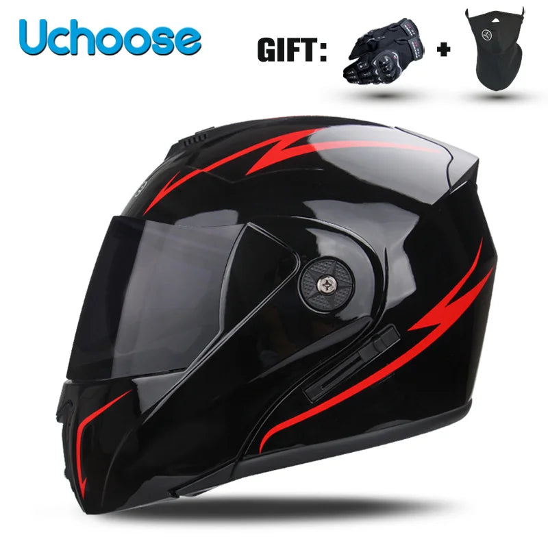Uchoose-Casque de moto unisexe avec visière, double lentille, section transversale, certification DOT, casque de sécurité modulaire, casque à rabat