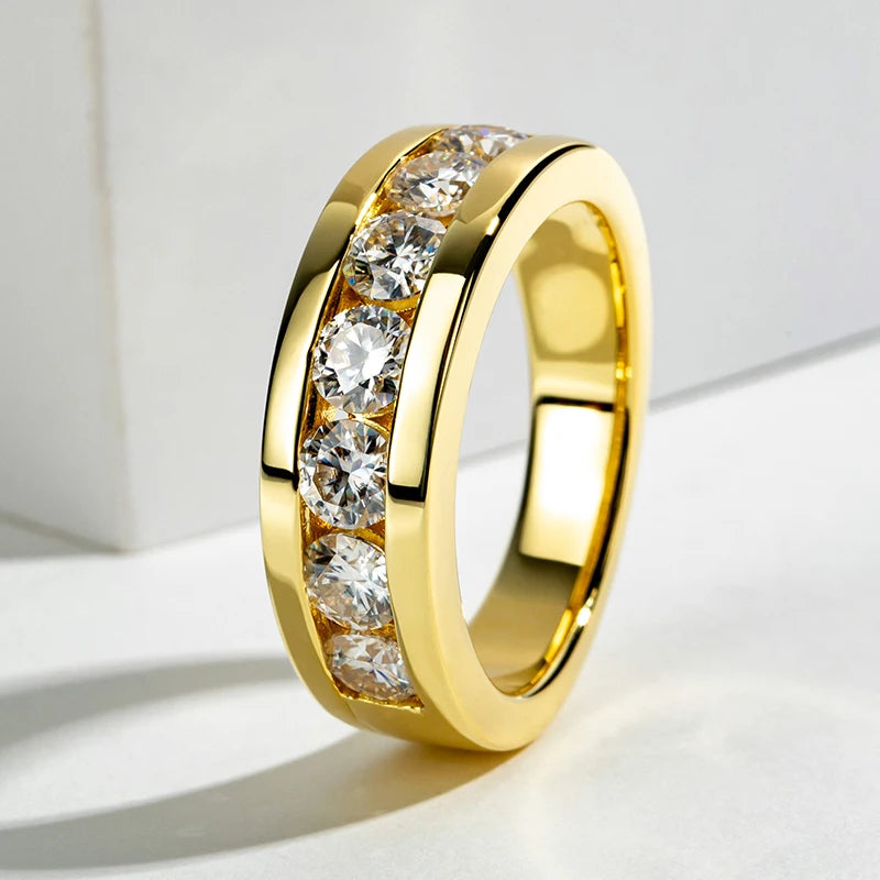 Bagues de fiançailles en Moissanite pour hommes, 4mm, plaqué argent Sterling 925, bracelet de mariage en diamant créé en laboratoire