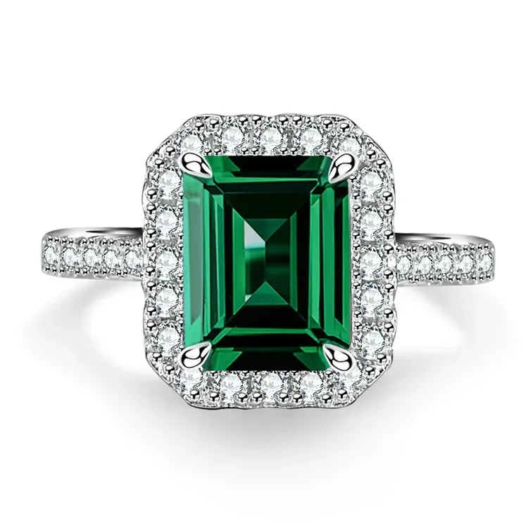 Bague en diamant taillée émeraude pour femme, or blanc de luxe, résistant, solide, PT950, 3 carats, cadeau pour la journée de Léon