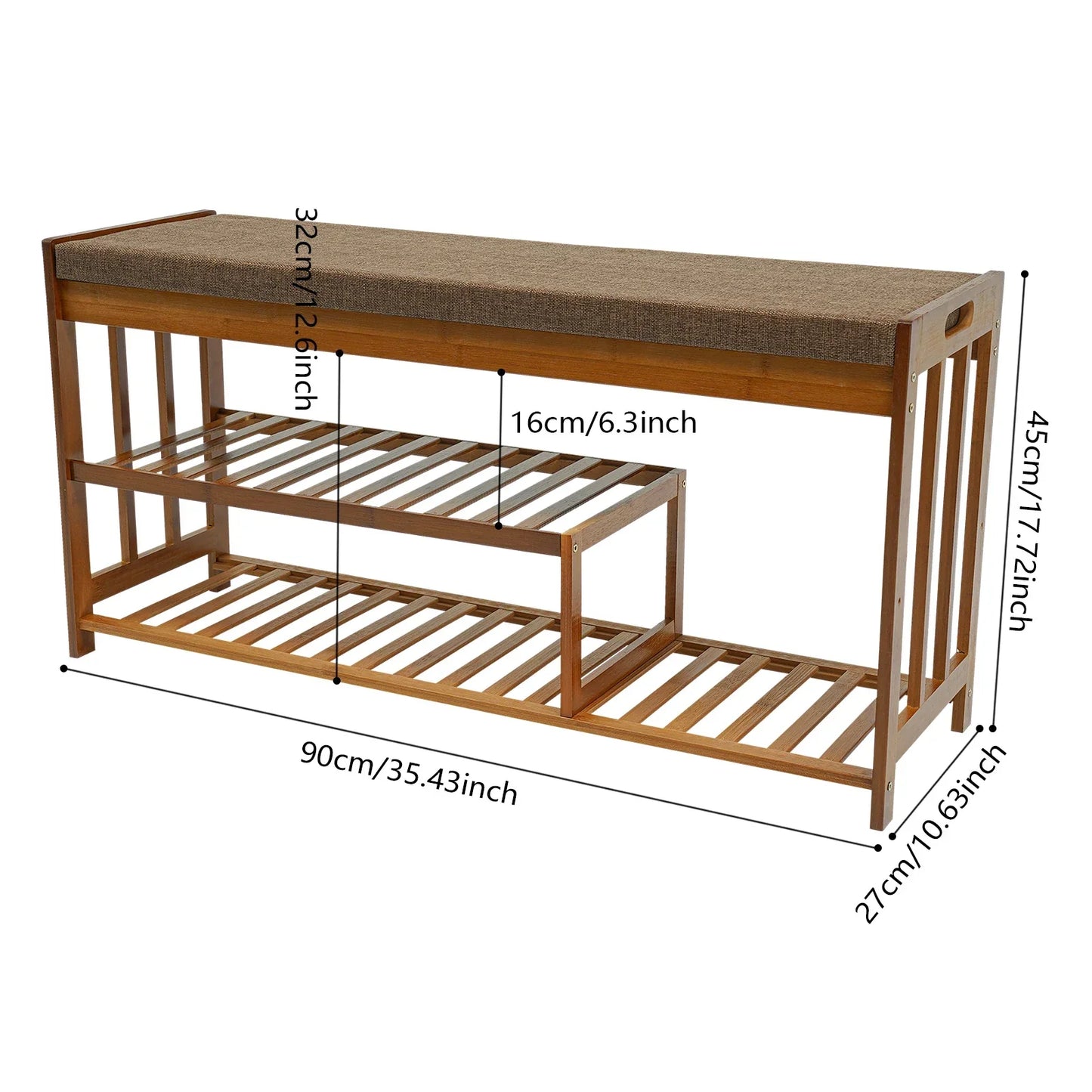 Banc à Chaussures Moderne Bymaocar – 3 Tiroirs, MDF Blanc, Grande Capacité 18-24 Paires
