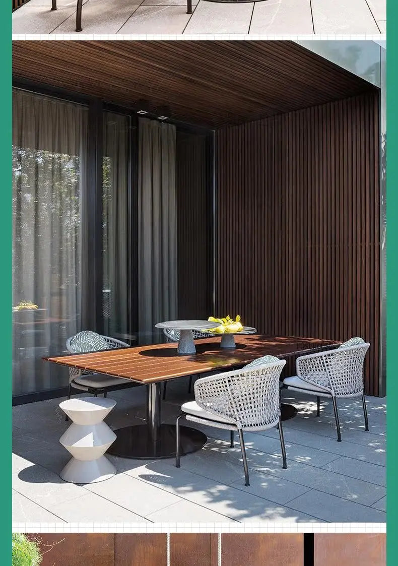 Dossiers européens chaises de jardin pour cour Protection solaire meubles d'extérieur en rotin creux meubles de Patio simples pour balcon