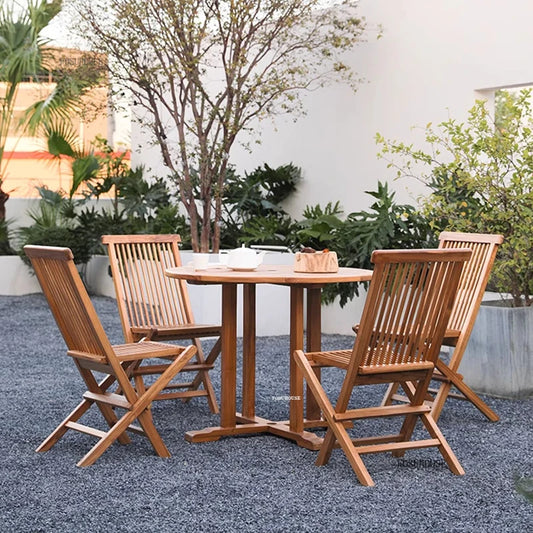 Meubles de Patio en plein air en teck nordique, ensemble d'extérieur, meubles de jardin de Villa, Table et chaises pliantes de loisirs, mobilier d'extérieur