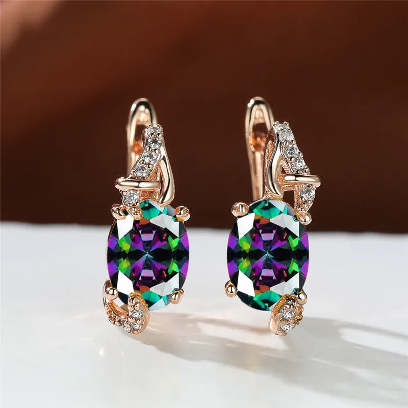 Boucles d'Oreilles promenales en Clip Bleu pour Femme, Bijou de Mariage, Mystique, Multicolore, Zcomprend sur réinitialisation