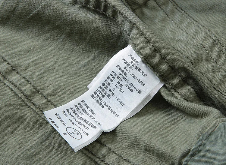 Veste militaire homme en denim – Col roulé, poches pratiques, printemps/automne