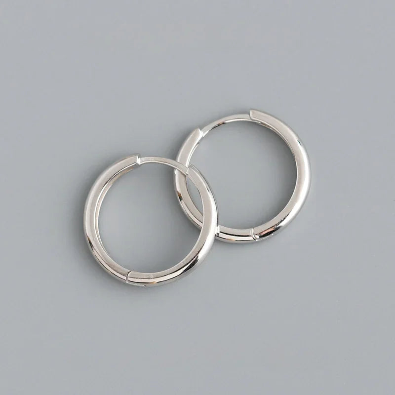 Boucle d'oreille ronde minimaliste en argent Sterling 925 véritable pour femmes, cerceau, accessoires de bijoux