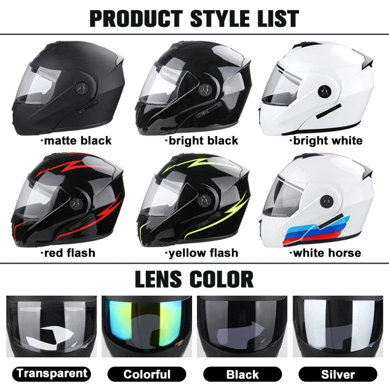 Uchoose-Casque de moto unisexe avec visière, double lentille, section transversale, certification DOT, casque de sécurité modulaire, casque à rabat