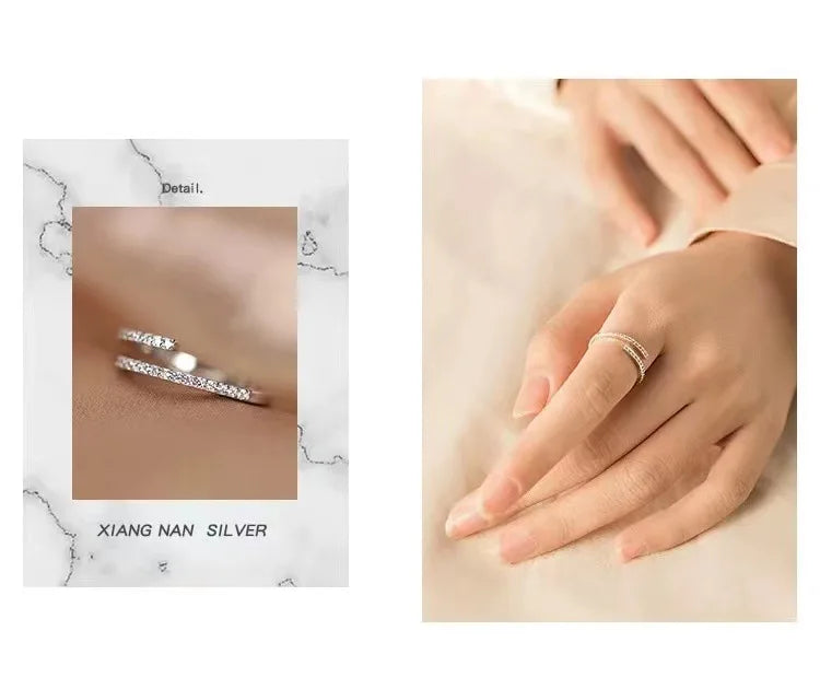 Bague en argent Sterling 925 et zircon pour femmes, bijoux, anneau ouvert réglable pour fête, cadeau d'anniversaire