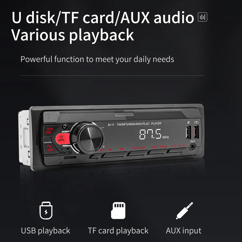 Autoradio Podofo 1DIN Bluetooth USB SD AUX – Lecteur MP3 avec Assistant Vocal