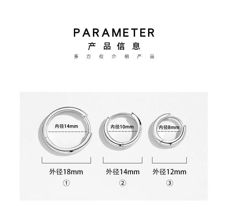 Boucle d'oreille ronde minimaliste en argent Sterling 925 véritable pour femmes, cerceau, accessoires de bijoux