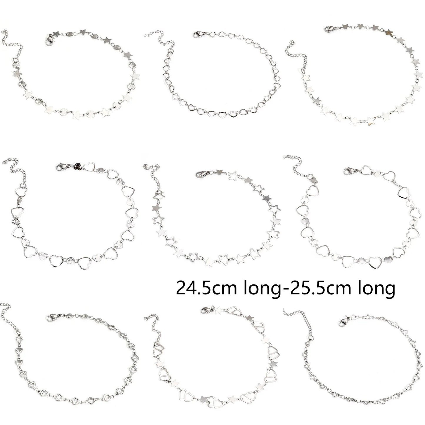 Bracelet de cheville en acier inoxydable 304 pour femmes, chaîne à maillons faite à la main, couleur argent, chaîne de jambe, pied, bijoux cadeau, 1 pièce