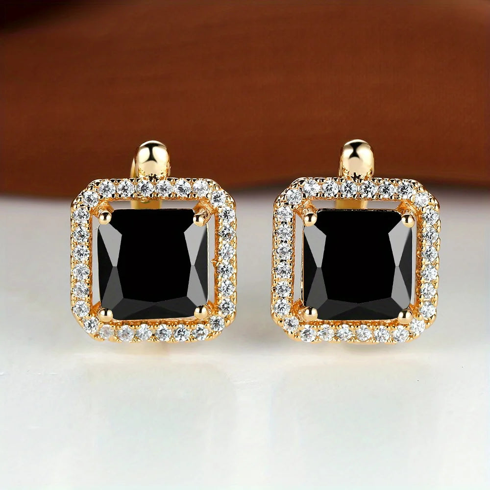 Boucles d'oreilles carrées en pierre verte et Zircon pour femmes, jolies boucles d'oreilles en pierre de naissance en cristal, style Boho, couleur or, petites boucles d'oreilles pour femmes, bijoux