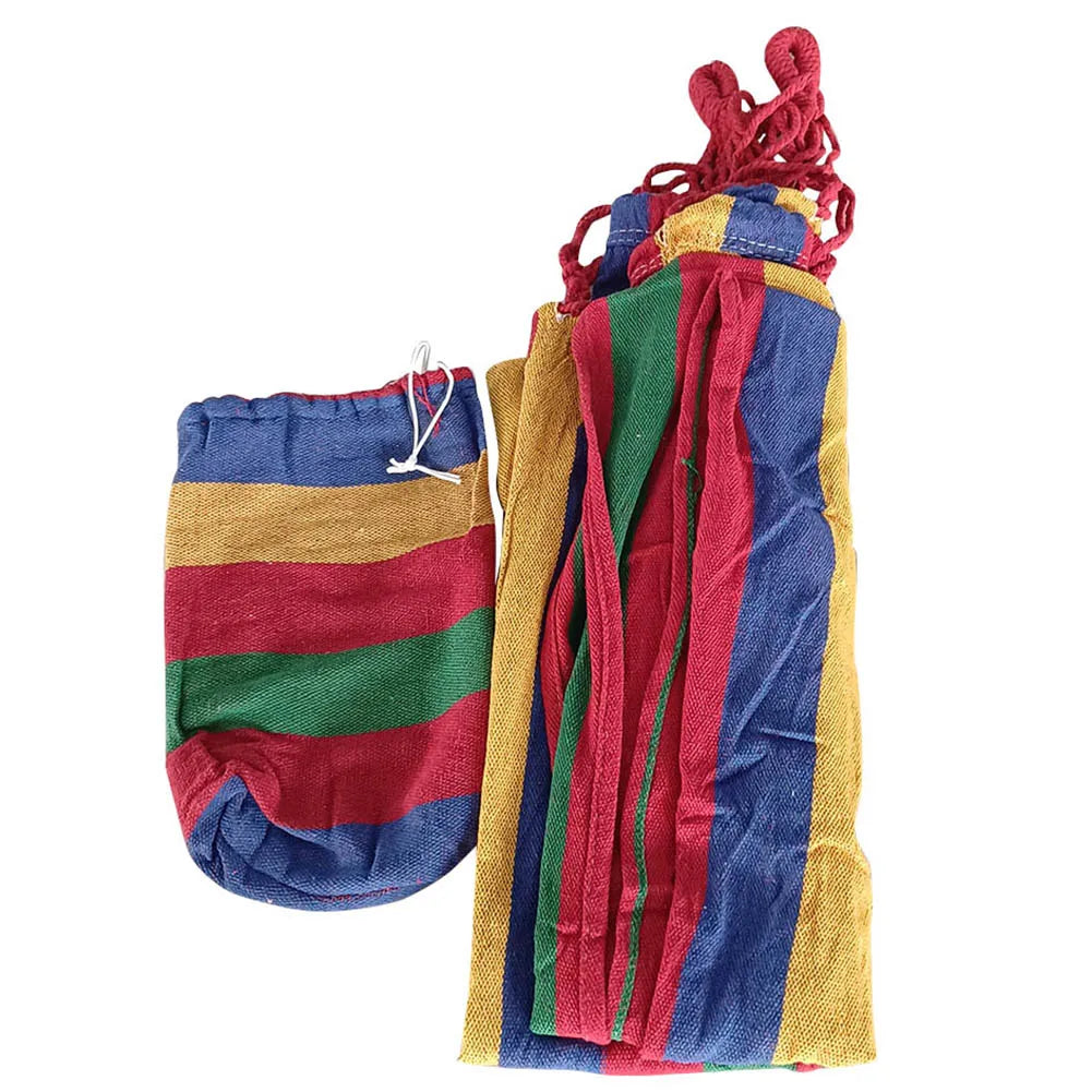 Grand hamac double à rayures, lit-balançoire d'extérieur, en toile épaisse, portable, pour camping, jardin
