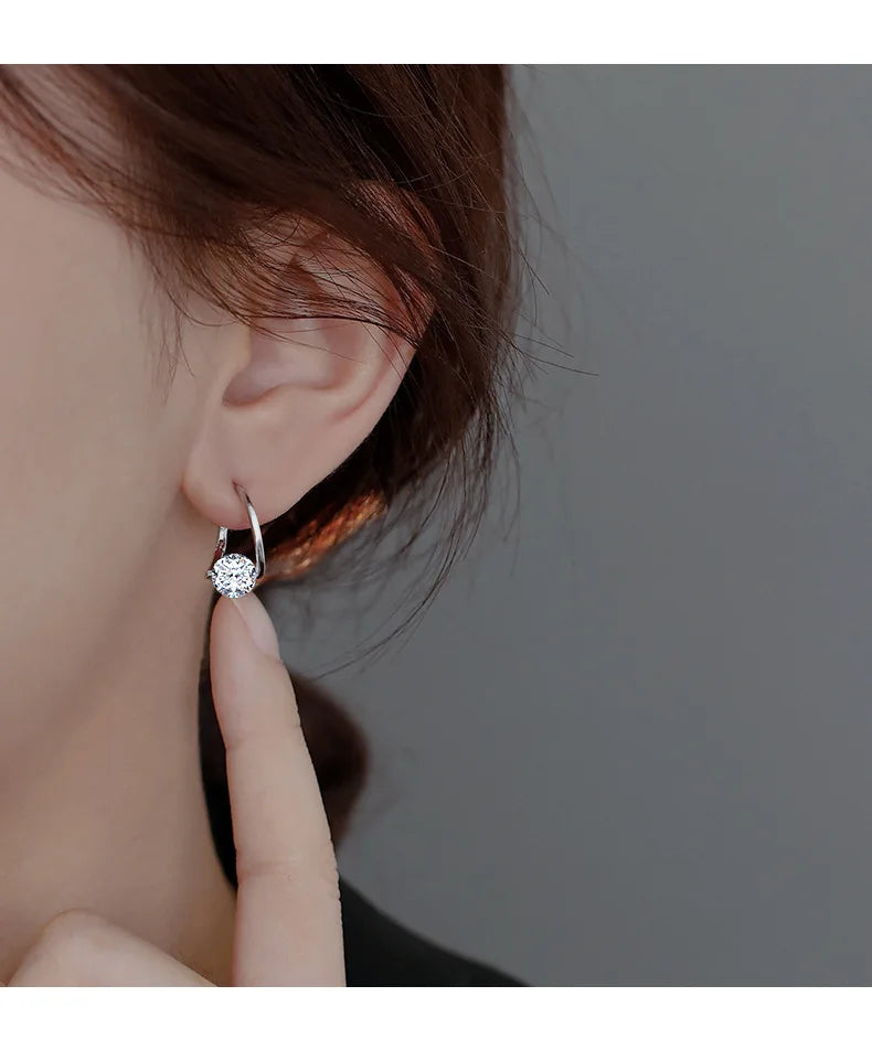 Boucles d'oreilles en argent Sterling 925, cerceau en Zircon coréen, tempérament Simple, exquis, tendance, bijoux Sexy, cadeau, offre spéciale