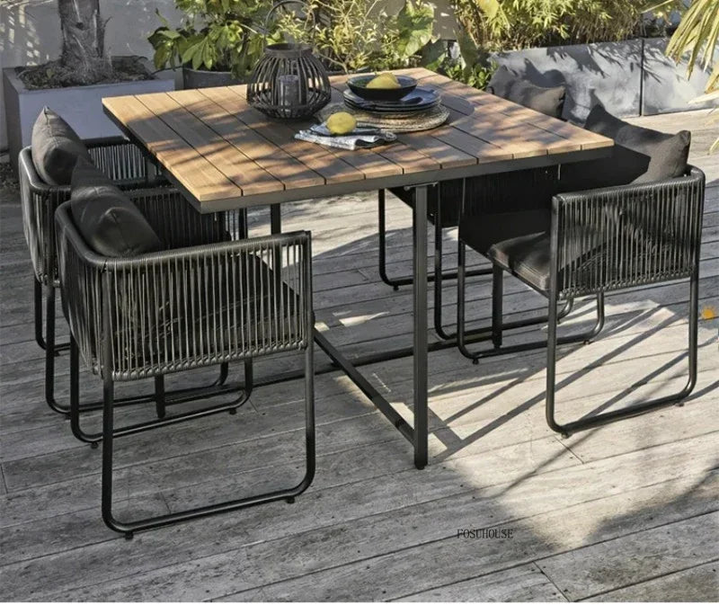 Ensembles de Table et de chaises d'extérieur en rotin PE, Table et chaise de loisirs pour cour, ensemble de meubles de jardin, balcon, meubles de Villa de jardin BB