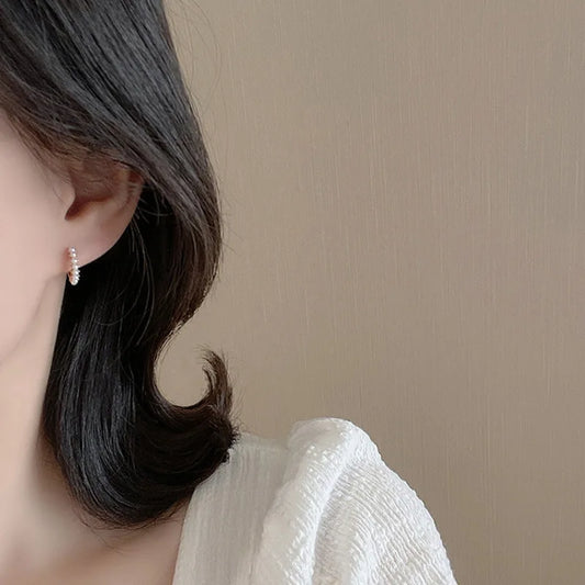 REETI 925 argent Sterling perle ronde pendentif boucles d'oreilles pour femmes Huggie boucle d'oreille