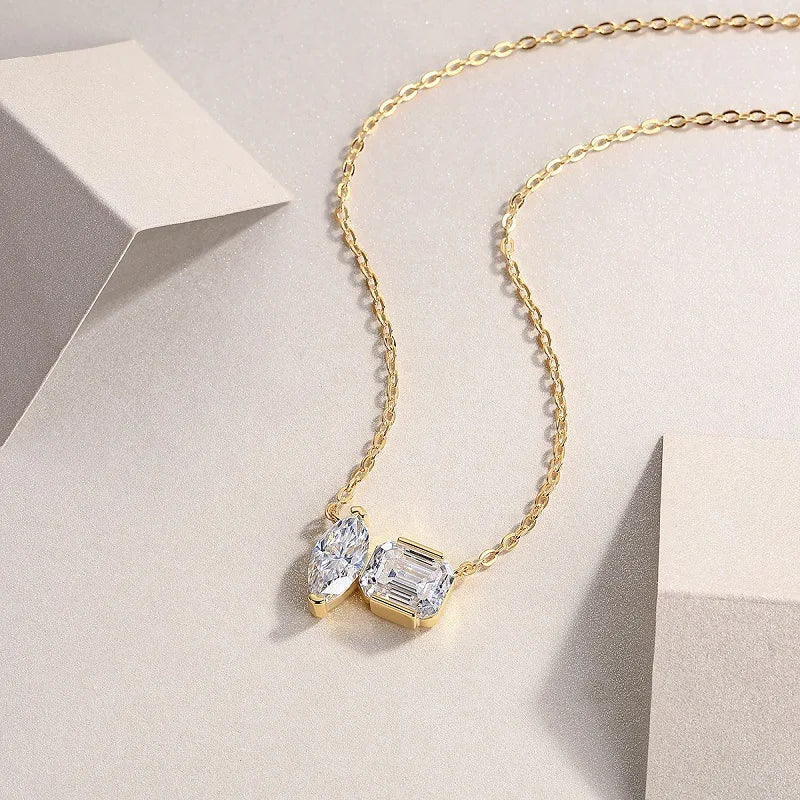 Pendentif Femme Rectangle Or Jaune avec Moissanite – Style Trendy