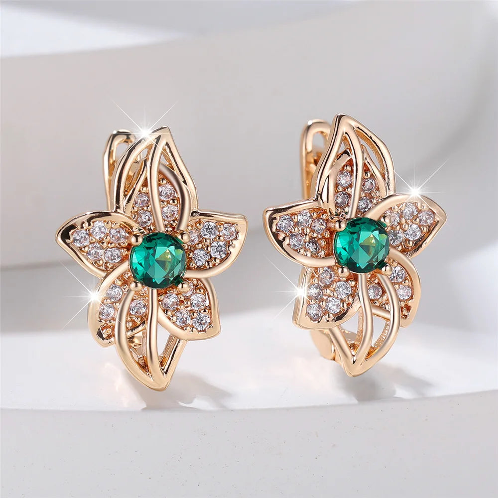 Boucles d'Oreilles Rondes Vertes sur Pierre pour Femme, Bijoux de Mariage, Breloque, Document en Or
