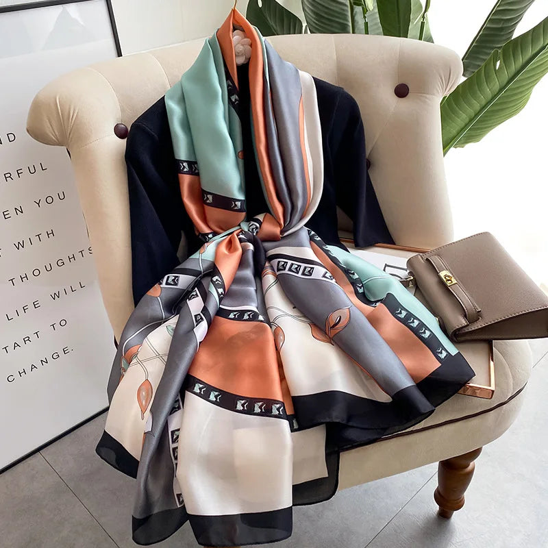 🧣 Foulard en Soie RUNMEIFA – Élégance d’Été & Style Luxe